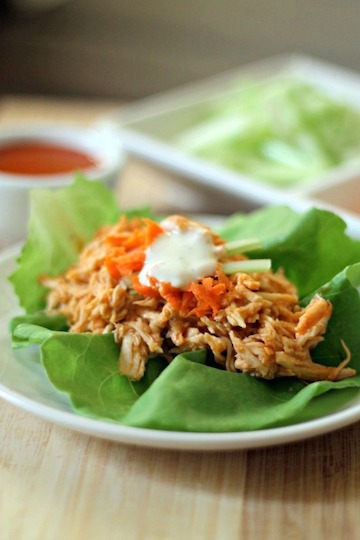 A plate of Buffalo Chicken Lettuce Wraps