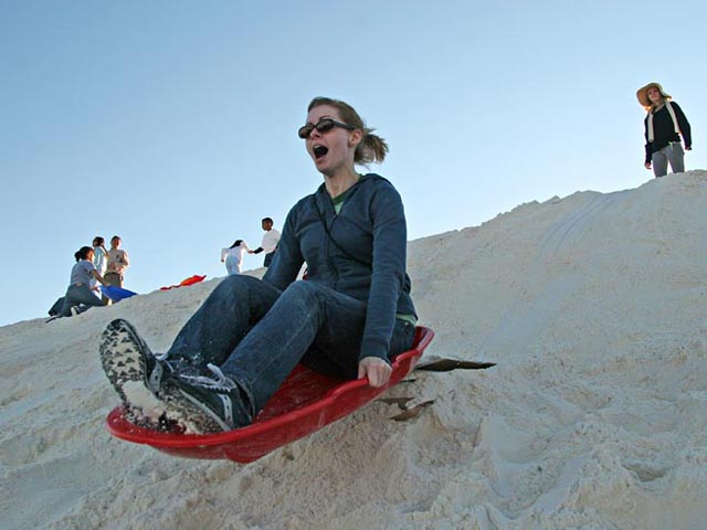 Sand-Sledding-woman-mom
