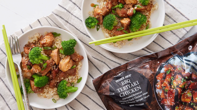 bowls holding Trader Joe's BBQ Teriyaki Chicken