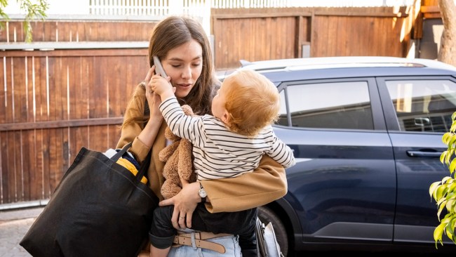 a working mom with her child