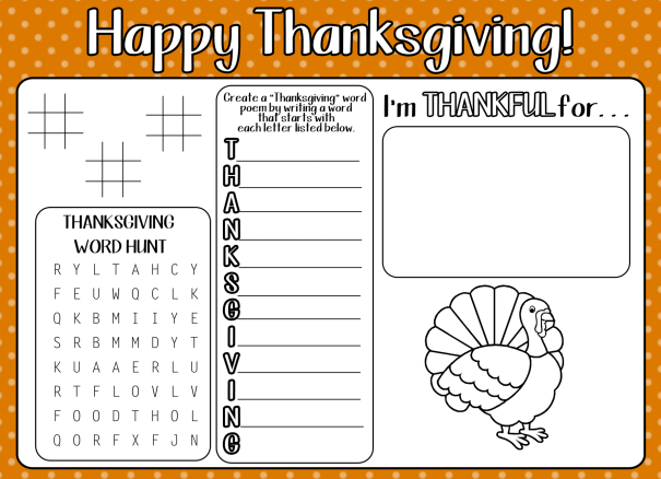 Thanksgiving activity sheet