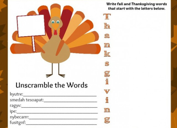 Thanksgiving printable placemat