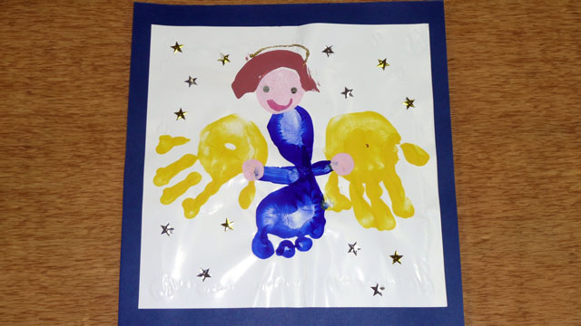 Christmas footprint art angel