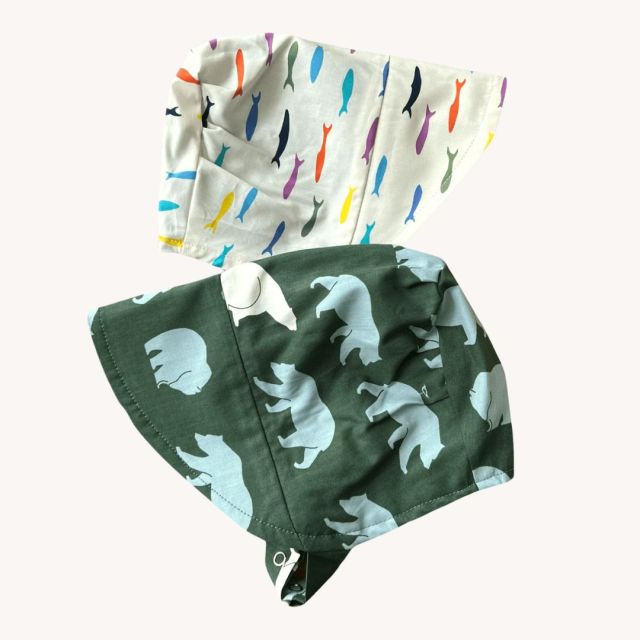 reversible animal print baby bonnet