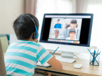 eLearning, computer, headphones, zoom call, computer, covid, distance learning, education