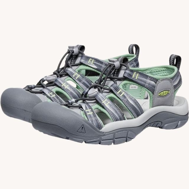 grey metallic women's KEEN sandals