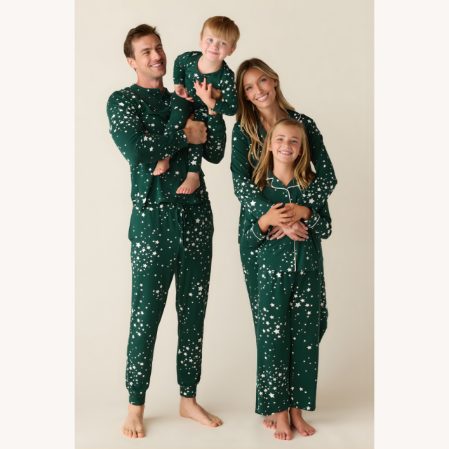 Family Matching Pajamas Mason Grey Green Stars