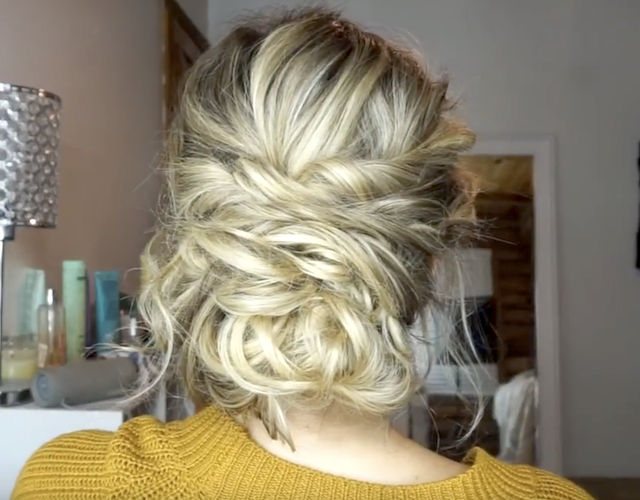 This quick messy updo is an easy holiday hairstyle