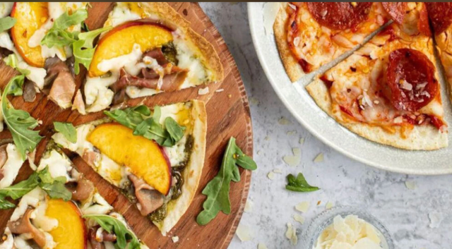 a picture of a air fryer dinner recipe which is tortilla pizza