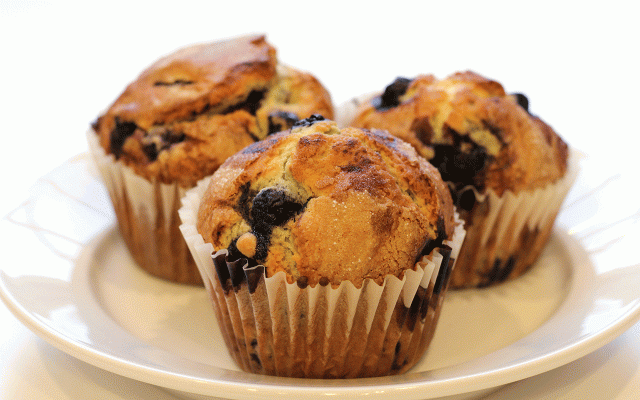 blueberry muffins on a plate