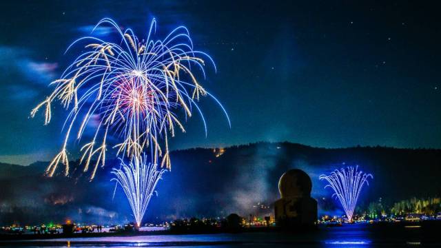 A child watches fireworks on July 4th