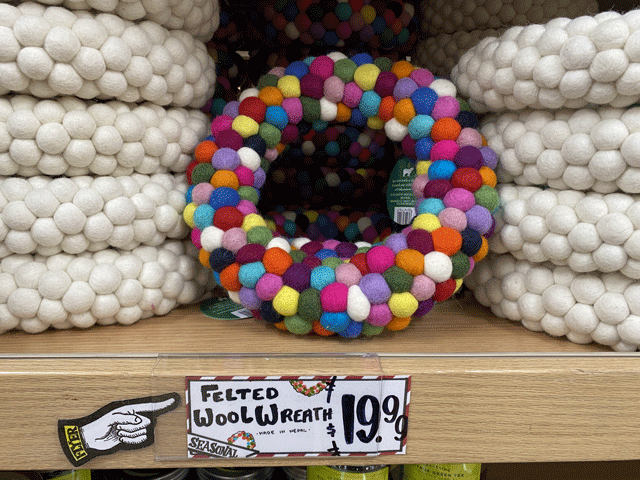 Felt ball wreath is a Trader Joe's gift idea
