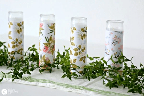 Holiday Hack: use wrapping paper to dress up candles