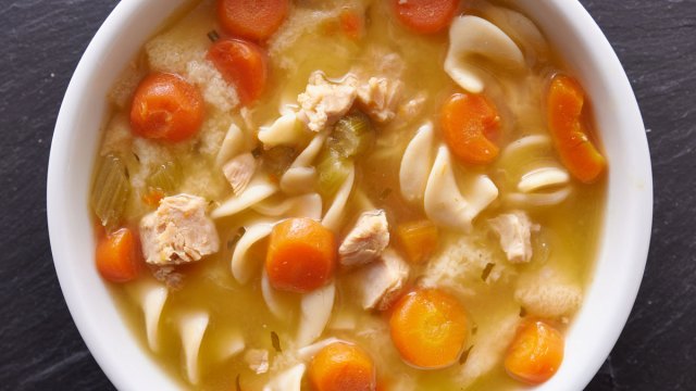 chicken noodle soup in a bowl