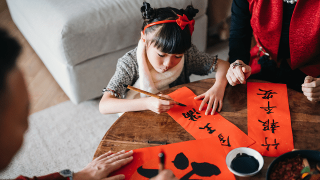 family enjoying Lunar New Year traditions