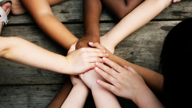 group of kid's hands