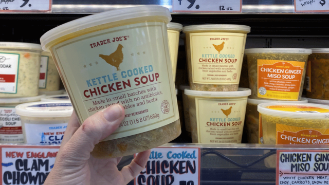 chicken soup is one a healthy Trader Joe's products to add to your cart.