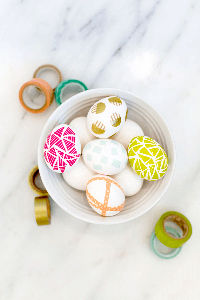 use washi tape when decorating Easter eggs