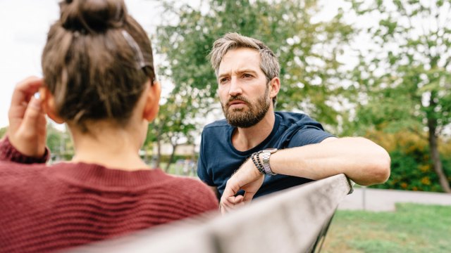 dad talking with daughter about makeup for kids