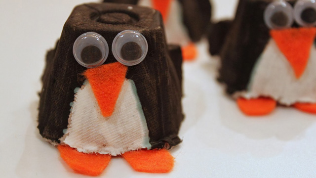 egg cart craft penguins