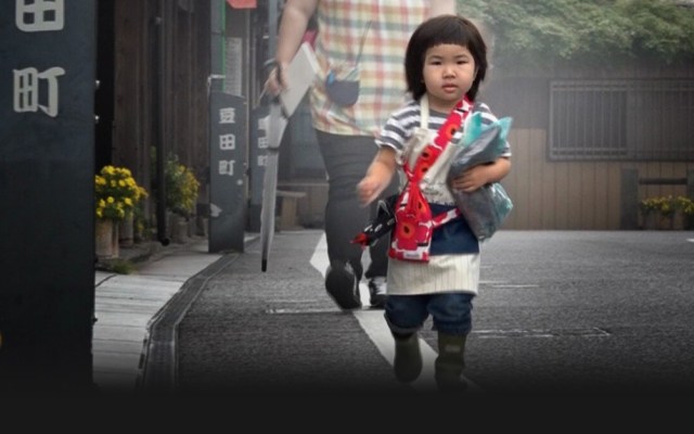 Toddler running errand in Old Enough! show