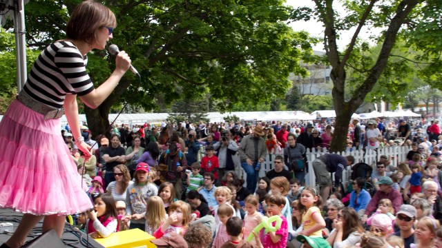 kids enjoy the Not Its concert at Northwest Folklife Festival over Memorial Day weekend in Seattle