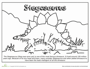 dot to dot stegosaurus coloring pages