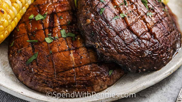 a picture of marinated portabella mushroom