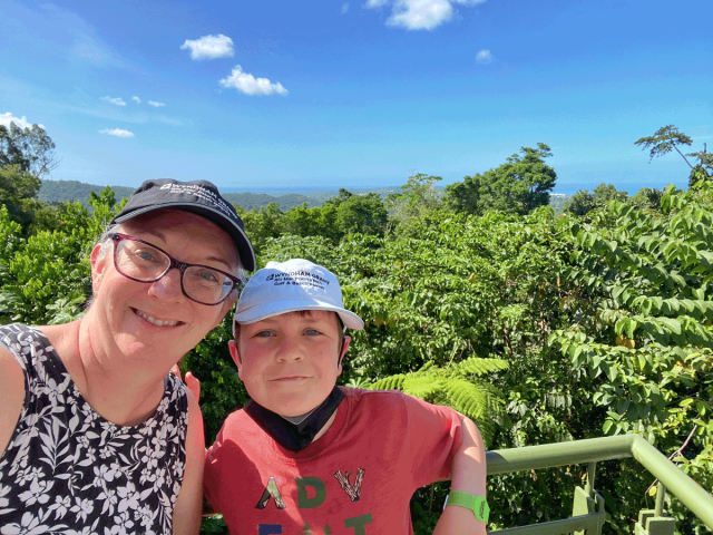 mother and son at el yunque rainforest on puerto rico family vacation