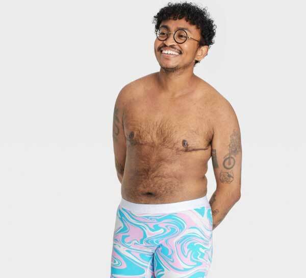 model wearing Target Tomboyx and Humankind collaboration