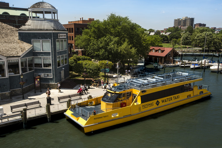 Water taxi docked in Old Town Alexandria along the Potomac River