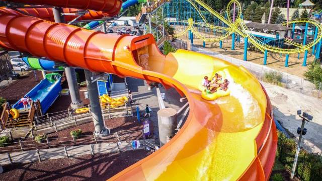 An exciting waterslide at Wild Waves Theme and Water Park south of Seattle