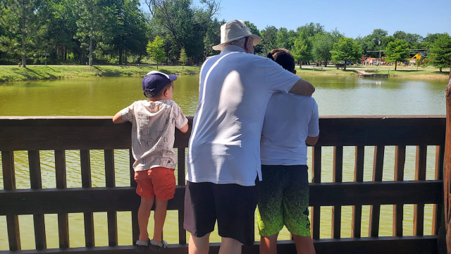 grandfather and grandkids camping near Dallas