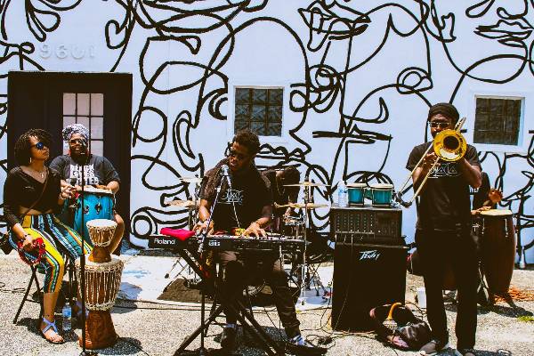 A band plays at a Juneteenth celebration