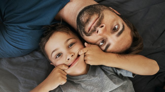 dad and son enjoying dad jokes