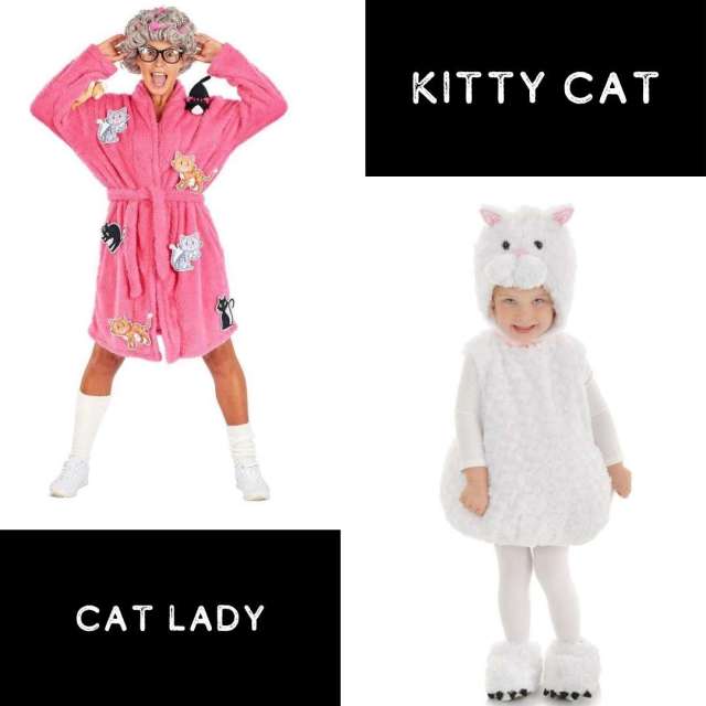 Cat lady costume and cat costume