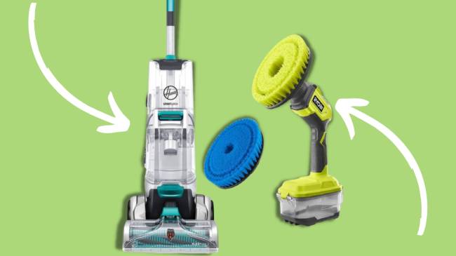 image of carpet cleaner and rotating scrub brush