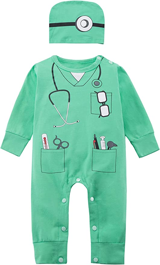 Green baby surgeon costume pajamas