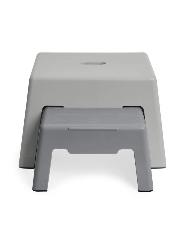 Set of two interlocking grey stools
