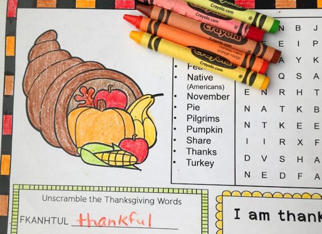 fun Thanksgiving activity sheet