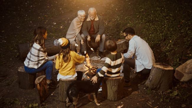 friends having a bonfire party