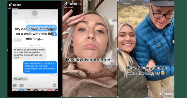 image of girl texting with dad