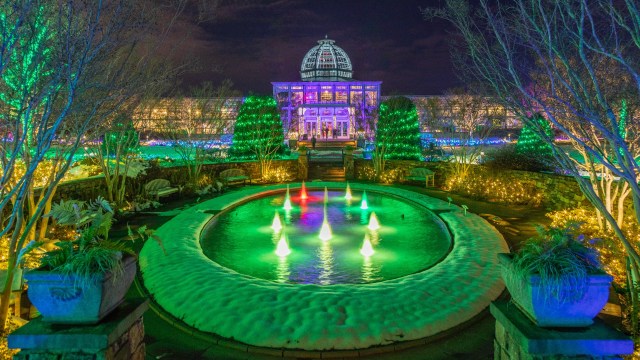 Lit up garden and structure for the holidays