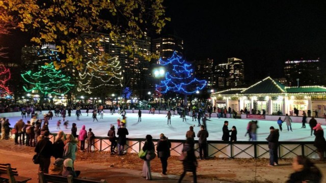 boston ice skating at boston common frog pond rink during winter