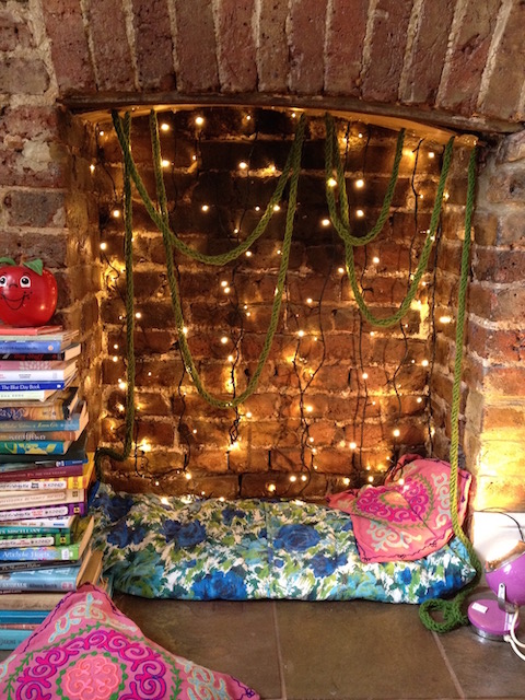 Fireplace reading nook