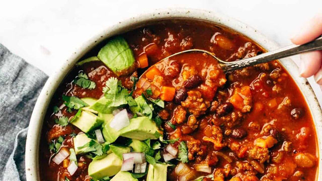 a picture of a bowl of chili