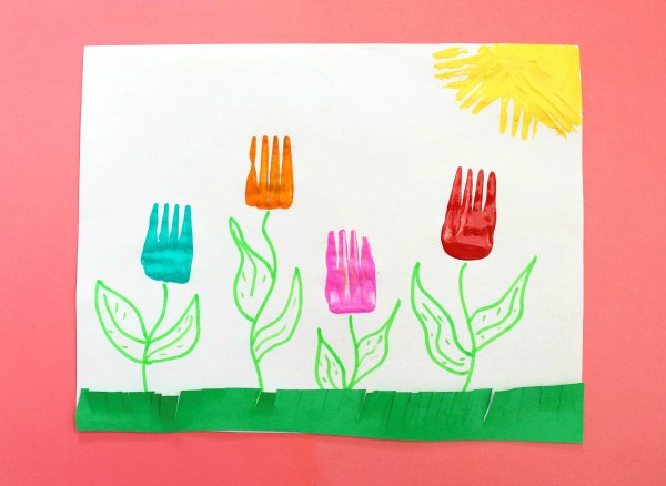 construction paper craft for kids using forks and paint