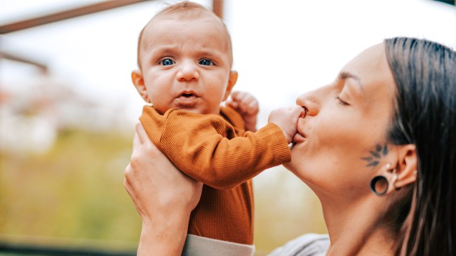 A new mom with her baby who is looking for some first-time mom tips