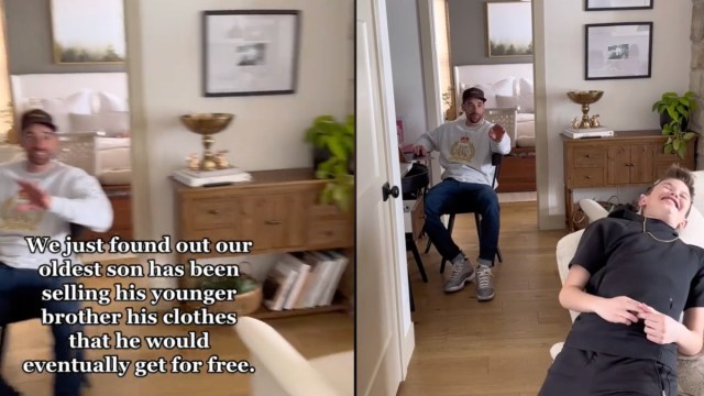 kid caught selling hand-me-down clothes to his younger brother