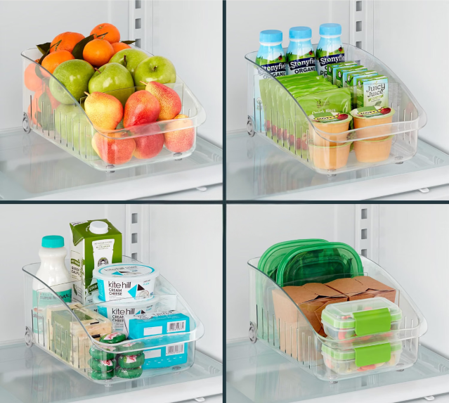 Kitchen organization hacks fridge roll out storage bins